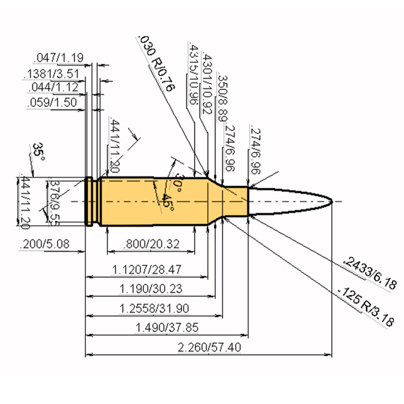 6 mm ARC Kaliber Maße und technische Spezifikationen