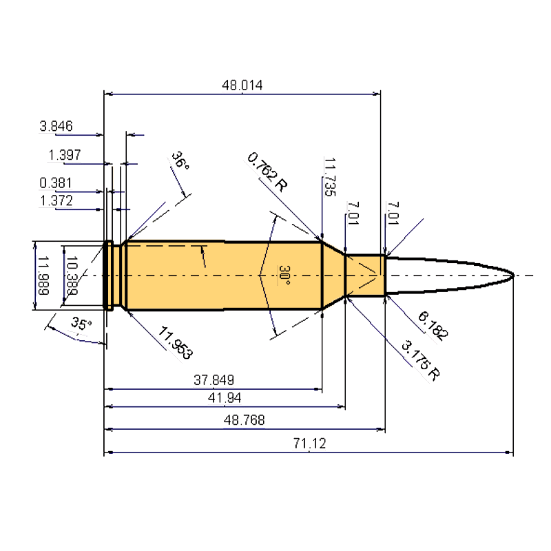 6 mm Creedmoor Kaliber Maße und technische Spezifikationen