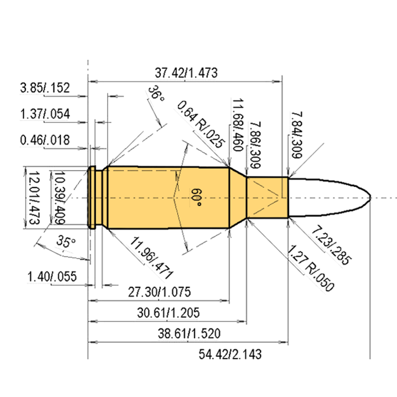 7 mm B.R. Rem. Kaliber Maße und technische Spezifikationen