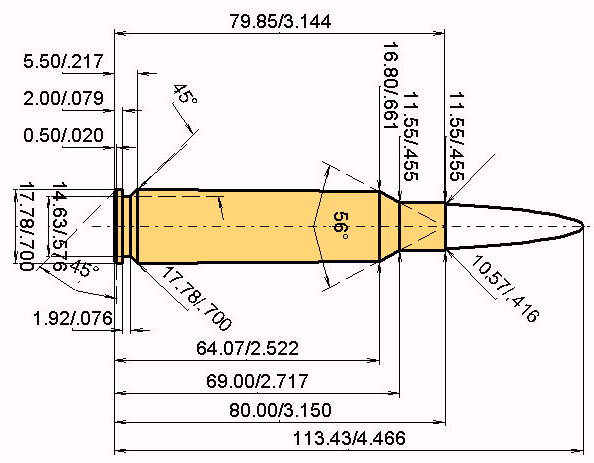 .416 TYR - 10.6 x 80 Kaliber Maße und technische Spezifikationen