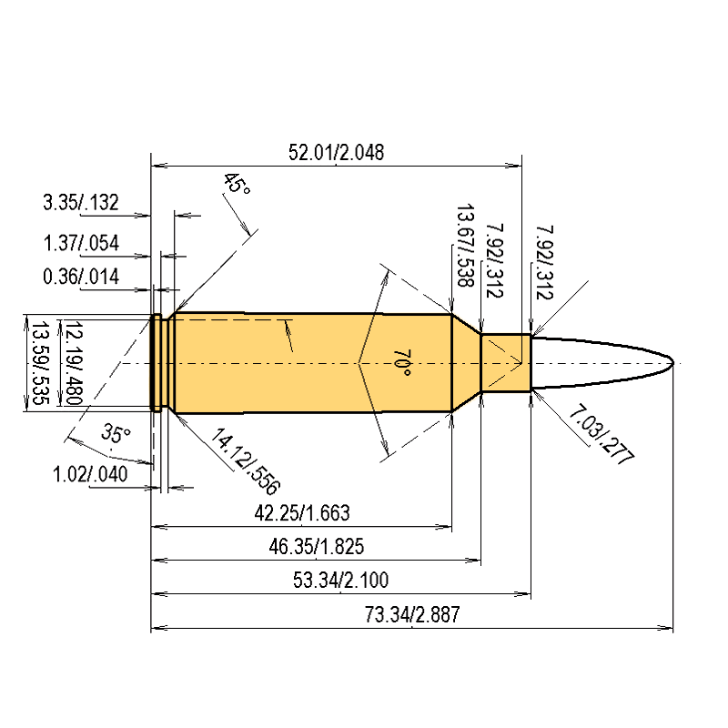 .270 WSM Kaliber Maße und technische Spezifikationen