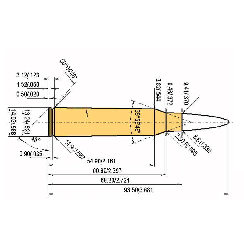 .338 Lapua Mag. Kaliber Maße und technische Spezifikationen