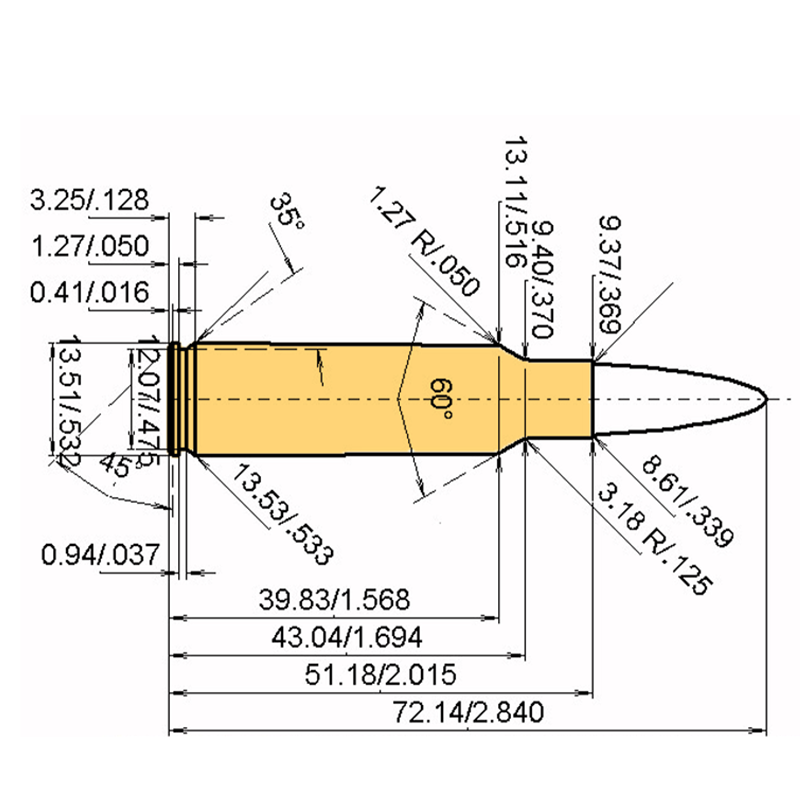 .338 RCM Kaliber Maße und technische Spezifikationen